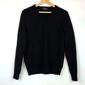 Express Black Merino Wool V-Neck Sweater - Size M